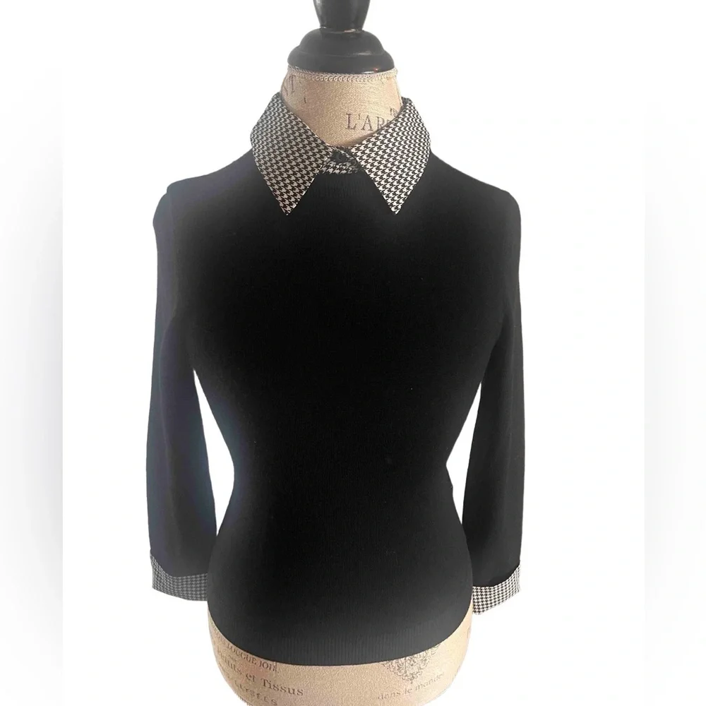 Alice + Olivia Porla Houndstooth Collared Sweater - Picture 3 of 4